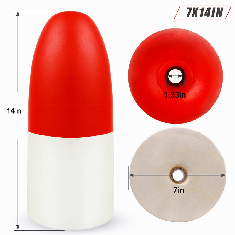 SILANON Crab Trap Floats Buoy, Crab Pot Buoy Shrimp Trap Float Kayak Stabilizer Fishing Marker Buoys 5x11 6x14 7x14 inch Red/White - Image 2